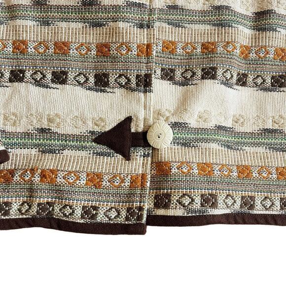 Vintage Tantrums Tapestry Geometric Print One Button Blazer Cream Tan Size 1X - Picture 3 of 6